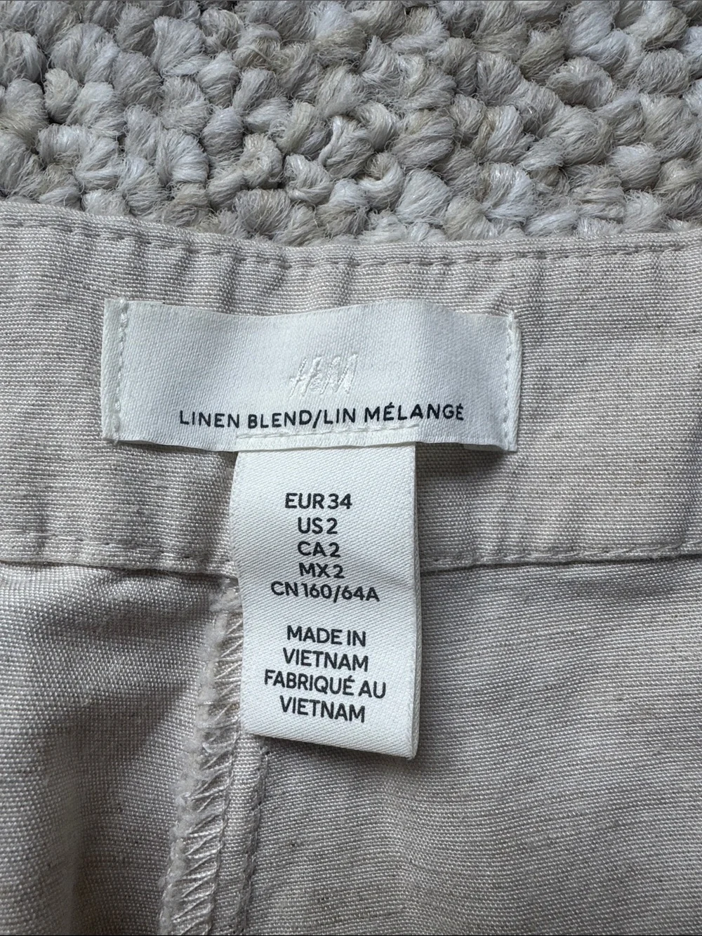 H&M Wide-Leg Linen-Blend Pants in Light Taupe Size 2